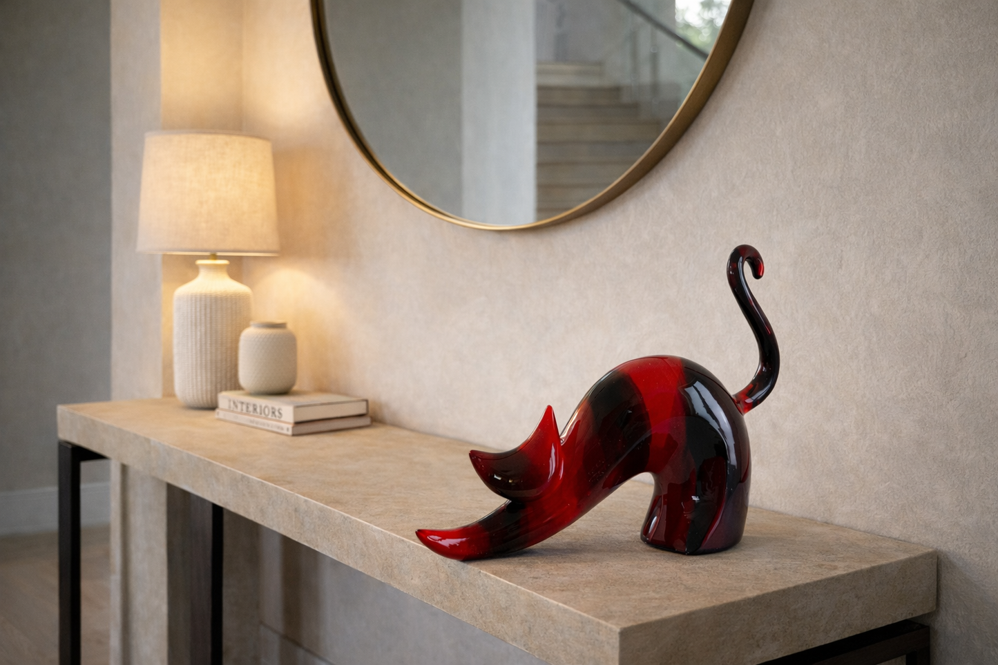 Red Stretching Cat