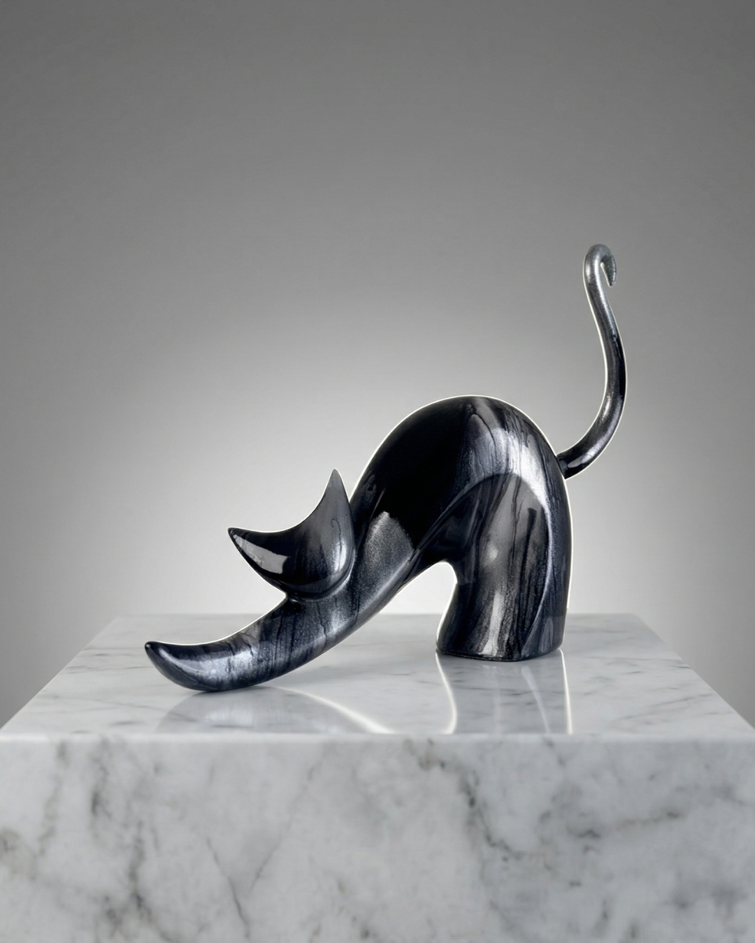Stretching Cat Sculpture