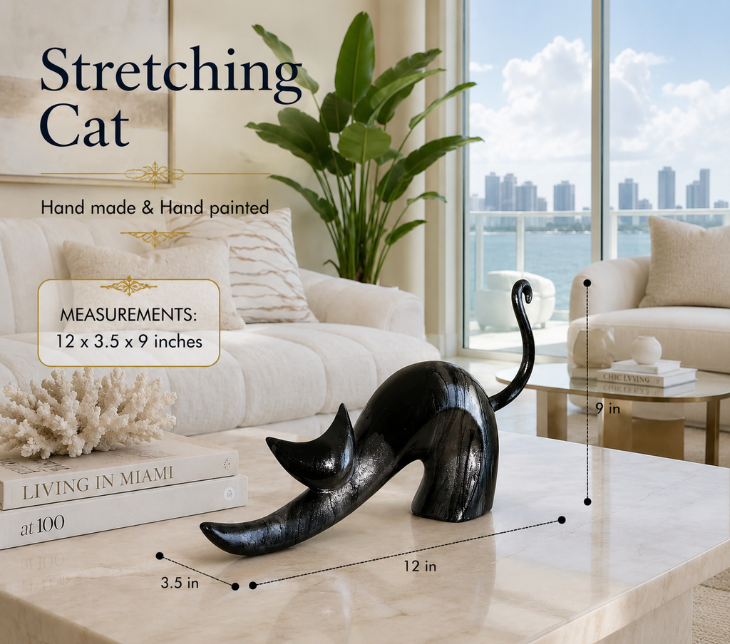 Stretching Cat Sculpture