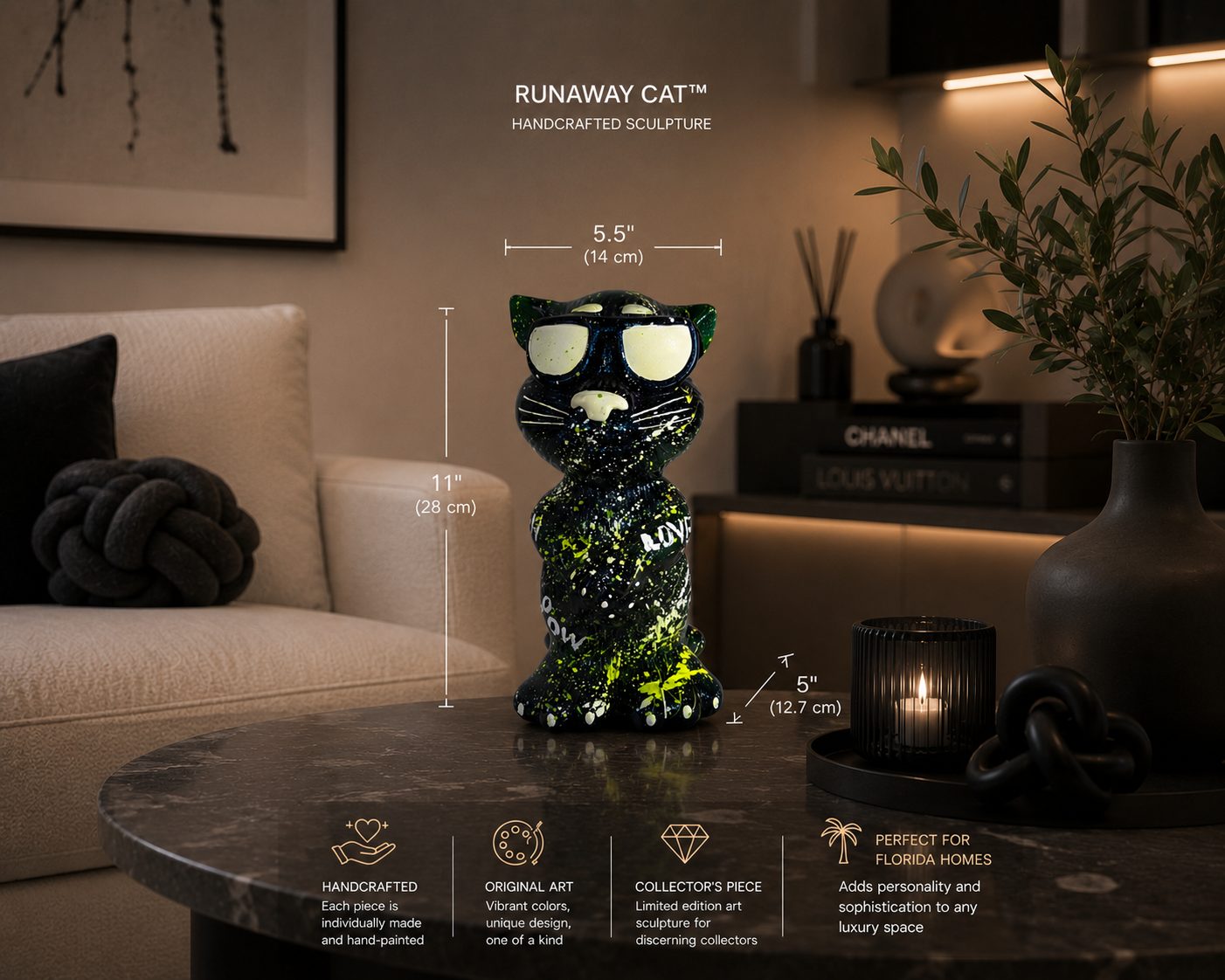 Runaway Cat Sculpture
