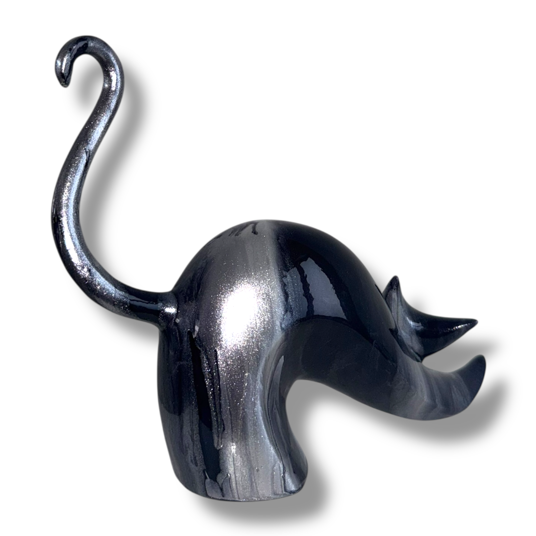 Stretching Cat Sculpture